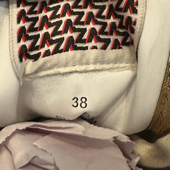 NIB ZADIG&VOLTAIRE Zv1747 High Flash Metal Sneakers 38 Gold Lightning Bolt 7 - Picture 7 of 10